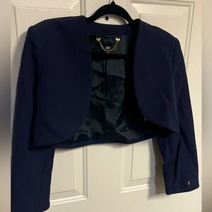 Elisabetta Franchi navy beautiful crop blazer size 46 / L